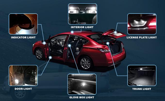 194 Bola Lampu LED Otomotif 6500K Wedge T10 SMD 5050 Chips 8