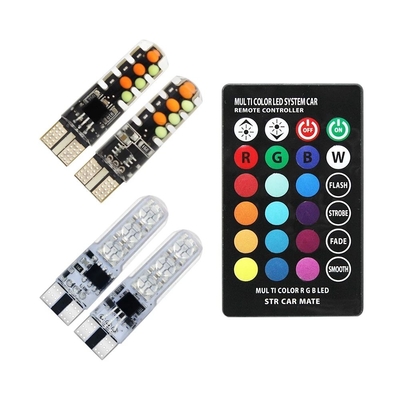 Kecerahan Mobil tipe baru interior led bohlam T10 5050 6SMD warna RGB Dengan RGB Dengan lampu remot strobo berkedip