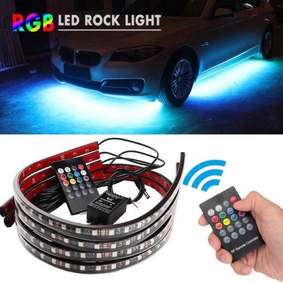 Lampu Interior LED Otomotif Multi Color Remote Control Fleksibel ABS 12V Mobil Lampu Strip LED