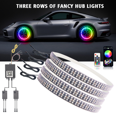 RGB SMD 5050 LED Strip IP67 Waterproof led roda mobil Hub Warna cahaya RGB roda led lampu untuk velg mobil dengan kontrol aplikasi