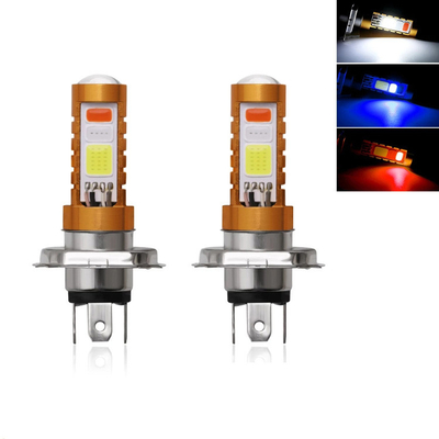 Beli 3 Warna COB LED Headlight H4 H6 80W P15D BA20D Putih Biru Merah online manufacture
