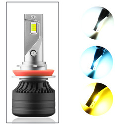 Lampu kepala mobil LED H11 Lampu depan LED tiga warna lampu depan otomotif foglight 12-36V Lampu yang dimodifikasi