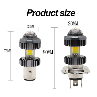 Sepeda Motor LED Headlight Bulb Proyektor H4 BA20D Warna Ganda 20W Mini Fog Driving Lights Bulbs