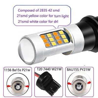 2835 42SMD Warna Ganda Led Brake Light Turn Signal 7440 T20 CANBUS Untuk Mencegah Stroboskopik