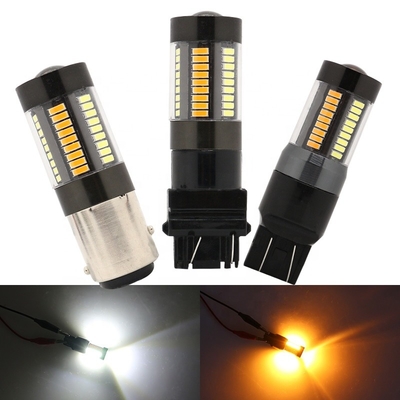 Lampu Sein Rem LED 1157 3157 7443 4014 66SMD Warna Ganda Putih Kuning 12V Switchback