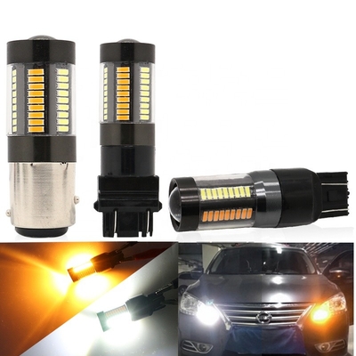 Lampu Sein Rem LED 1157 3157 7443 4014 66SMD Warna Ganda Putih Kuning 12V Switchback