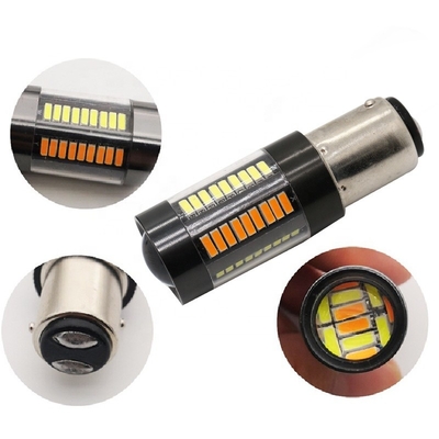 Lampu Sein Rem LED 1157 3157 7443 4014 66SMD Warna Ganda Putih Kuning 12V Switchback