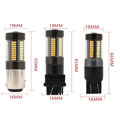 Lampu Sein Rem LED 1157 3157 7443 4014 66SMD Warna Ganda Putih Kuning 12V Switchback