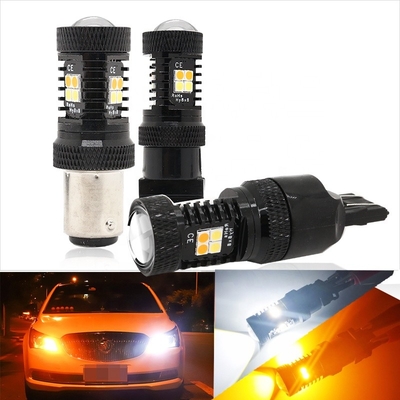 Warna Ganda Putih Kuning 12V Switchback LED Lampu Sein Rem 1157 3157 7443 3030 16SMD