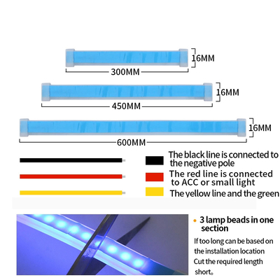 30 cm 45 cm 60 cm Siang Hari Lampu Mobil LED Tabung Strip Rem Aliran Panduan Cahaya 2 pcs