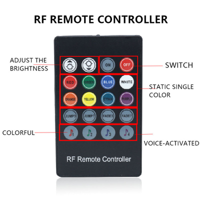 Warna-warni Kontrol Suara Suasana Lampu Mobil Led Strip Dekoratif RF Rgb 5050