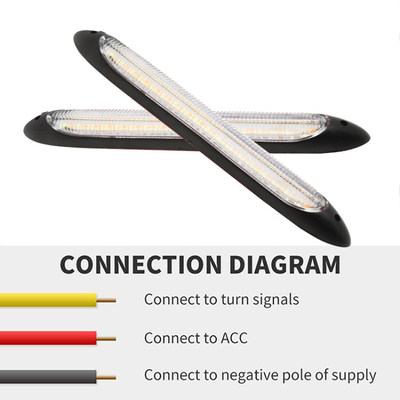 Drl Peringatan Darurat Lampu Mobil Led Tabung Dua Warna Streamer Turn Signal