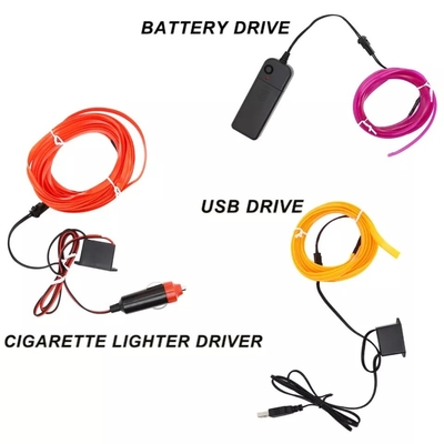 RGB Neon Dekoratif EL Wire Lampu Suasana Interior Mobil USB DIY garis lampu dingin