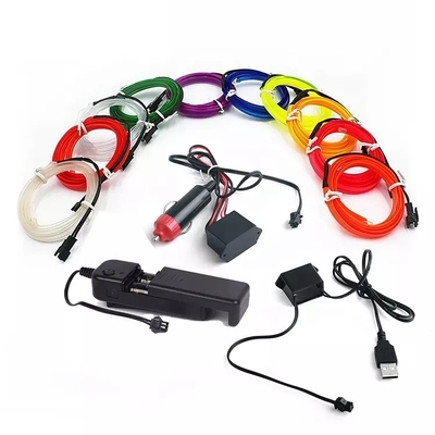 RGB Neon Dekoratif EL Wire Lampu Suasana Interior Mobil USB DIY garis lampu dingin