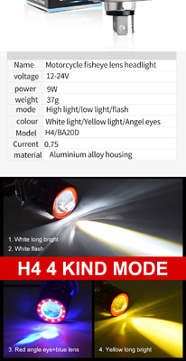 Tiga Bola Mata Lampu depan LED Sepeda Motor Dekat Kuning Cahaya Bantu Putih