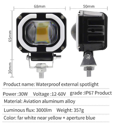 4x4 Offroad Lampu Kerja LED Lampu Depan Kabut Lampu Mengemudi 12-80V 4 Inch 30W Warna ganda
