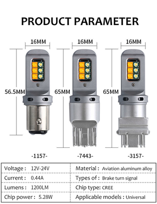 Lampu sinyal pembalikan rem LED 5W tahan lama dengan 1156 Universal 12smd LED Bulbs 1156 P21W BA15S PY21W 3157 7443 Canbus