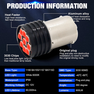 1157 BAY15D LED P21/5W 1156 BA15S P21W LED Lampu 9 SMD 3030 R5W R10W Mobil Reverse Light Brake Tail Lamp