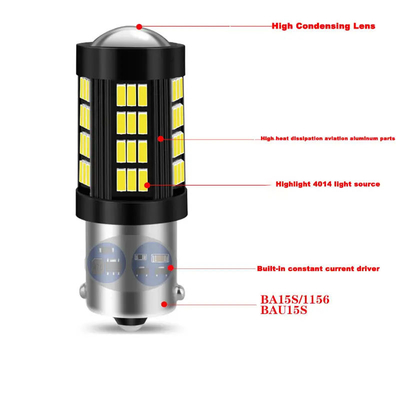1157 1156 4014 66 SMD LED Brake Light Mobil Mengbalikkan Interior LED Bulbs Auto Canbus