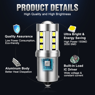 Universal Putih LED Car Turn Signal Lights1156 1157 3030 15SMD LED Bulb Putih Kuning Canbus Lisensi Plate Interior Led