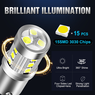 Universal Putih LED Car Turn Signal Lights1156 1157 3030 15SMD LED Bulb Putih Kuning Canbus Lisensi Plate Interior Led