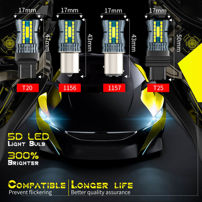 12V 1156 3030 24LED + 2COB Lampu sinyal putaran rem 3156 Lampu LED berwarna ganda