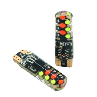 Kecerahan Mobil tipe baru interior led bohlam T10 5050 6SMD warna RGB Dengan RGB Dengan lampu remot strobo berkedip