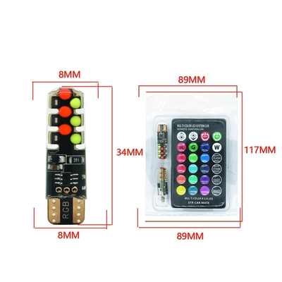 Kecerahan Mobil tipe baru interior led bohlam T10 5050 6SMD warna RGB Dengan RGB Dengan lampu remot strobo berkedip