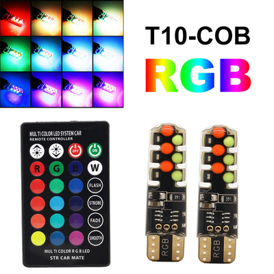 Kecerahan Mobil tipe baru interior led bohlam T10 5050 6SMD warna RGB Dengan RGB Dengan lampu remot strobo berkedip