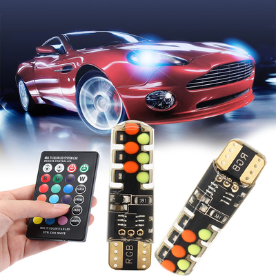 Kecerahan Mobil tipe baru interior led bohlam T10 5050 6SMD warna RGB Dengan RGB Dengan lampu remot strobo berkedip