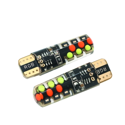 Kecerahan Mobil tipe baru interior led bohlam T10 5050 6SMD warna RGB Dengan RGB Dengan lampu remot strobo berkedip