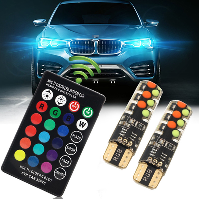 Kecerahan Mobil tipe baru interior led bohlam T10 5050 6SMD warna RGB Dengan RGB Dengan lampu remot strobo berkedip