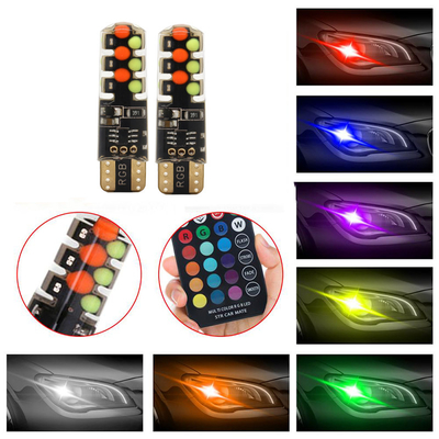 Kecerahan Mobil tipe baru interior led bohlam T10 5050 6SMD warna RGB Dengan RGB Dengan lampu remot strobo berkedip