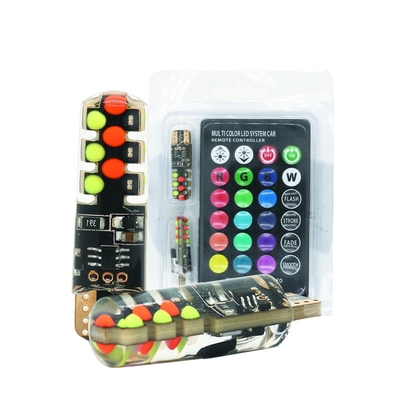 Kecerahan Mobil tipe baru interior led bohlam T10 5050 6SMD warna RGB Dengan RGB Dengan lampu remot strobo berkedip
