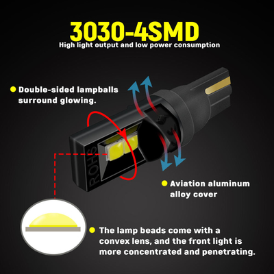 Lampu LED 360 derajat T10 194 168 147 W5W 3030 Lampu interior mobil LED