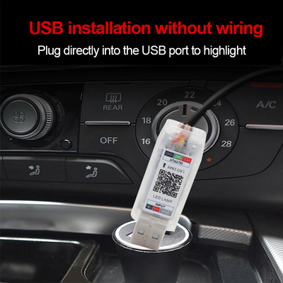 5V PVC USB LED Strip Lampu 110cm dengan APP Remote Control Multi Mode Pencahayaan untuk Atmosfer Interior