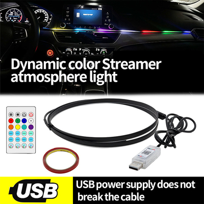 5V PVC USB LED Strip Lampu 110cm dengan APP Remote Control Multi Mode Pencahayaan untuk Atmosfer Interior