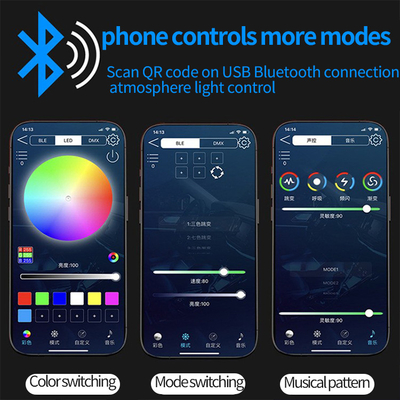 5V PVC USB LED Strip Lampu 110cm dengan APP Remote Control Multi Mode Pencahayaan untuk Atmosfer Interior