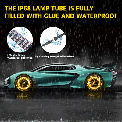 RGB SMD 5050 LED Strip IP67 Waterproof led roda mobil Hub Warna cahaya RGB roda led lampu untuk velg mobil dengan kontrol aplikasi