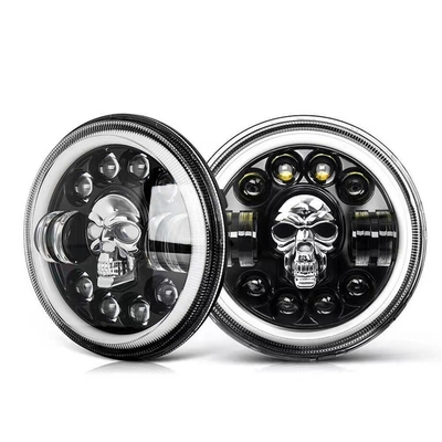 Lampu Depan LED Sepeda Motor Bulat 7 Inch Untuk Harley Royal Enfield 12000lm