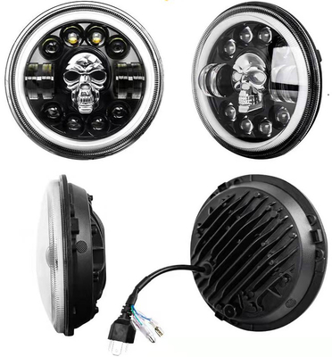 Lampu Depan LED Sepeda Motor Bulat 7 Inch Untuk Harley Royal Enfield 12000lm