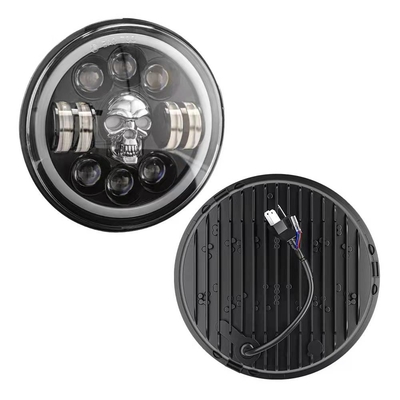 Lampu Depan LED Sepeda Motor Bulat 7 Inch Untuk Harley Royal Enfield 12000lm