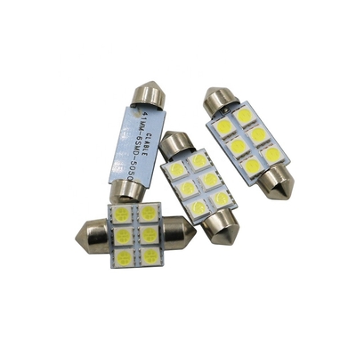 Festoon C5W 5050 6SMD LED Lampu Interior Mobil Lampu Bohlam Dome Biru Putih DC 12V 31 Mm 36 Mm 39 Mm 41 Mm