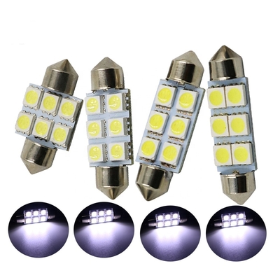 Festoon C5W 5050 6SMD LED Lampu Interior Mobil Lampu Bohlam Dome Biru Putih DC 12V 31 Mm 36 Mm 39 Mm 41 Mm