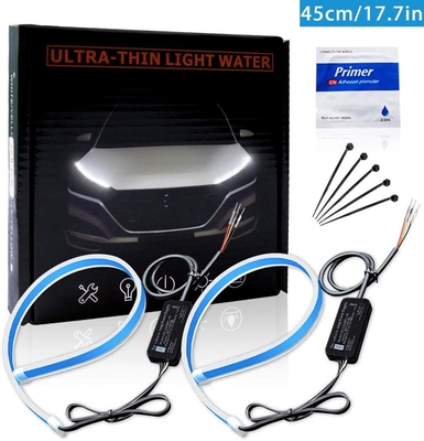 Flowing Bar Silicone Drl Daytime Running Lights 45CM 17.7 &quot;White Amber Flexible LED Tube Strip