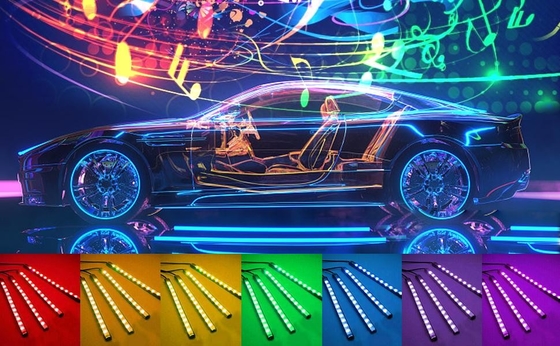 4 Pcs 48 Led Strip Lampu Suasana Interior Mobil IP65 Dengan Kontrol APLIKASI Port USB