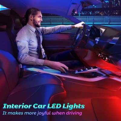4 Pcs 48 Led Strip Lampu Suasana Interior Mobil IP65 Dengan Kontrol APLIKASI Port USB