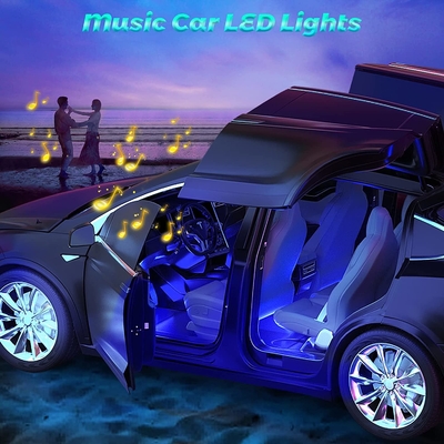 4 Pcs 48 Led Strip Lampu Suasana Interior Mobil IP65 Dengan Kontrol APLIKASI Port USB