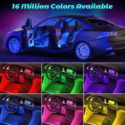 4 Pcs 48 Led Strip Lampu Suasana Interior Mobil IP65 Dengan Kontrol APLIKASI Port USB