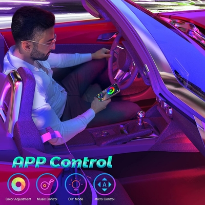 4 Pcs 48 Led Strip Lampu Suasana Interior Mobil IP65 Dengan Kontrol APLIKASI Port USB